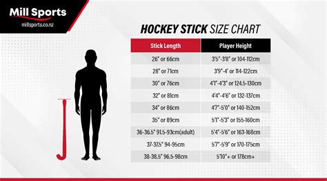 ice hockey stick size chart